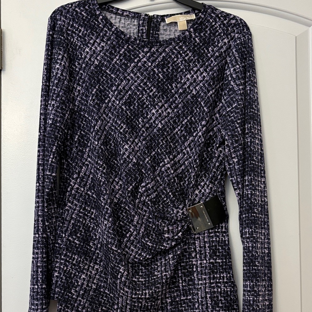 Michael Kors Black and Lavender Long-Sleeve woman’s blouse size Large